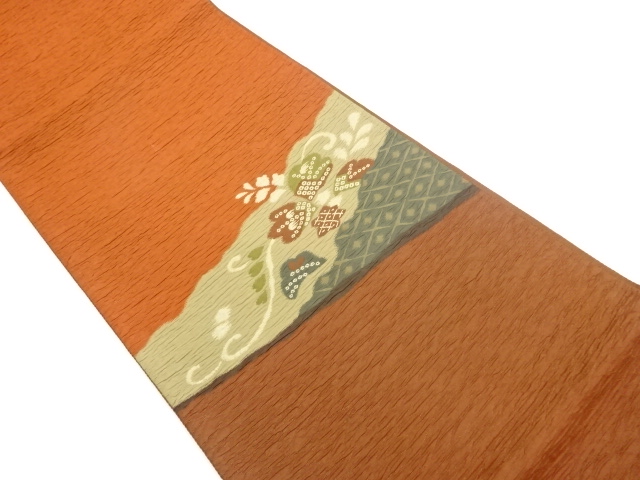 JAPANESE FUKURO OBI / MATELASSE / WOVEN FLOWER ARABESQUE